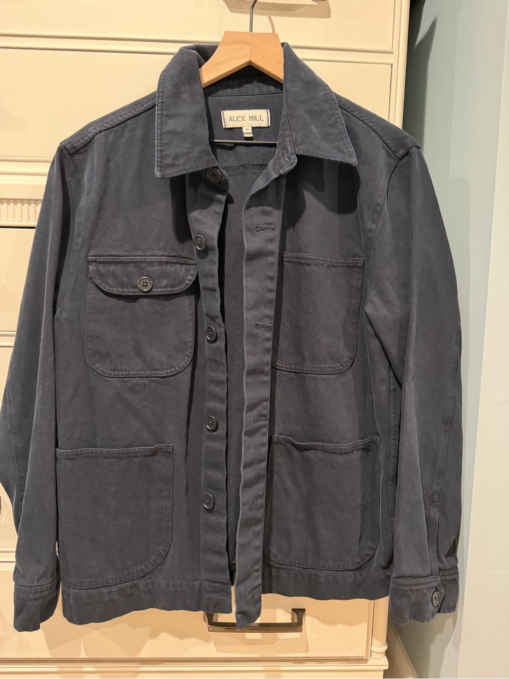 Alex Mill Men's Dark Navy
Garment Dyed Recycled Denim Work Jacket